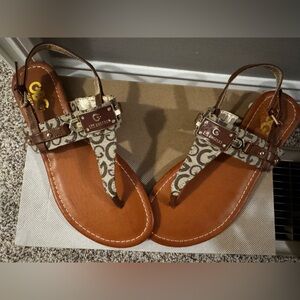 G by Guess Brown and Cream Sandals